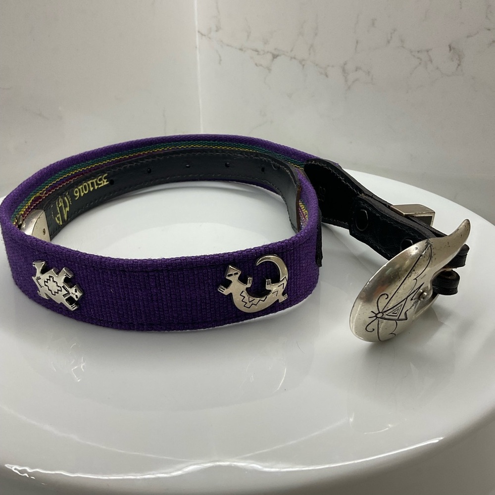 Western Belt Zuni Animal Motif Purple Belt 28" NWOT